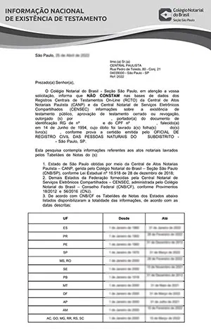 Certidão de Testamento